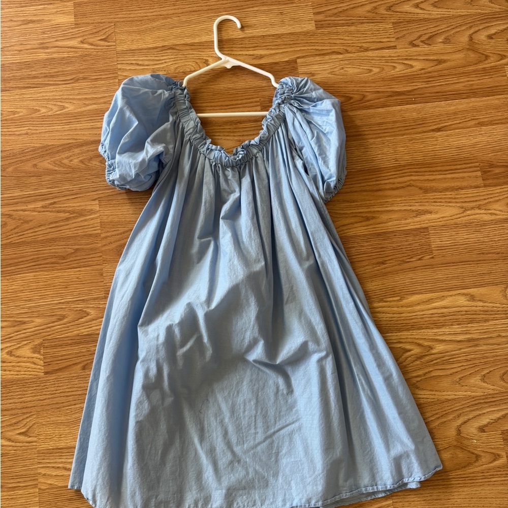 H&M Blue Off-Shoulder Smocked Sundress